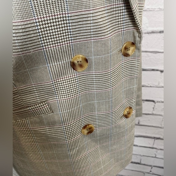 Levi’s Tan Plaid Double Breasted Blazer Oversized Small - Picture 7 of 13